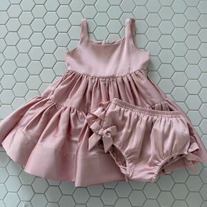Pink Ruffled Dress and Bloomers Set